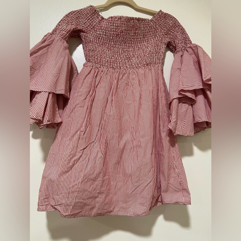 Gianni Bini Pink Striped Dress with Flared Sleeves
